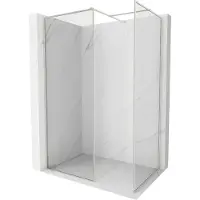 Mexen Kioto-F Duschwand Walk-in mit Rahmen 135 x 90 cm, transparent 8 mm, gebürstetes Nickel - 800-135-202-04-97-090