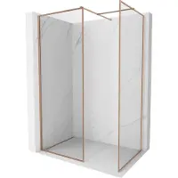 Mexen Kioto-F Duschwand Walk-in mit Rahmen 130 x 105 cm, transparent 8 mm, gebürstetes Kupfer - 800-130-202-04-65-105