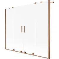 Mexen Velar Duo Badewannenfaltwand 2-flügelig, verschiebbar 200 x 150 cm, matt, gebürstetes Kupfer - 896-200-000-32-65