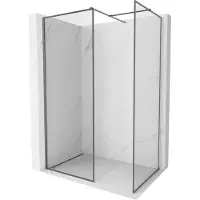 Mexen Kioto-F Duschwand Walk-in mit Rahmen 125 x 80 cm, transparent 8 mm, Gun Metal - 800-125-202-04-95-080
