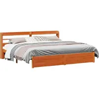 Syfax Bettrahmen mit Kopfteil 2 pcs Wachsbraun Massivholz Kiefer