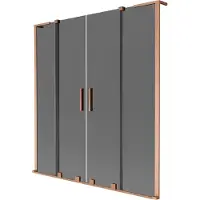 Mexen Velar L Duo Badewannenfaltwand 2-flügelig zum Schieben 150 x 150 cm, Graphit, gebürstetes Kupfer - 896-150-003-42-65