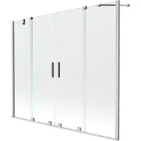 Mexen Velar Duo Badewannenabtrennung, 2-flügelige Schiebetür 190 x 150 cm, transparent, gebürstetes Nickel - 896-190-000-02-97