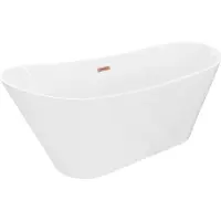 Mexen Dora freistehende Badewanne 160 x 75 cm, weiß, Überlauf in gebürstetem Kupfer - 52071607500-65
