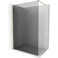 Mexen Kioto-X Duschwand Walk-in 140 x 200 cm, grafit 10 mm, gold - 800-140-101-50-40-X