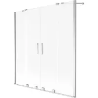 Mexen Velar Duo Badewannenabtrennung 2-flügelig verschiebbar 150 x 150 cm, satiniert, Chrom - 896-150-000-32-01
