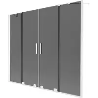 Mexen Velar Duo Badewannenabtrennung 2-flügelig verschiebbar 180 x 150 cm, Graphit, Weiß - 896-180-000-42-20