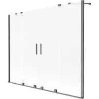 Mexen Velar Duo Badewannenabtrennung 2-flügelige Schiebetür 200 x 150 cm, satiniert, gebürstetes Gun Grau - 896-200-000-32-66