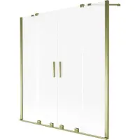 Mexen Velar Duo Badewannenabtrennung 2-flügelig, 160 x 150 cm, matt, gold - 896-160-000-32-50