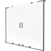 Mexen Velar L Duo Badewannenwand 2-flügelig, verschiebbar 200 x 150 cm, satiniert, Gun Metal - 896-200-003-32-95