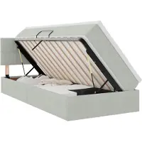 Syfax Aufbewahrungsbett mit Matratze Hellgrau 100 x 200 cm Samt