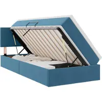 Syfax LED-Speicherbett mit Matratze Dunkelblau 90 x 200 cm Samt
