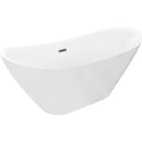 Mexen Lotos freistehende Badewanne 140 x 75 cm, weiß, Überlauf Gun Metal - 52051407700-95