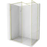 Mexen Kioto-F Duschwand Walk-in mit Rahmen 140 x 90 cm, transparent 8 mm, gold gebürstet - 800-140-202-04-55-090