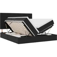 Syfax Aufbewahrungsbett mit Matratze Schwarz 180 x 200 cm Samt