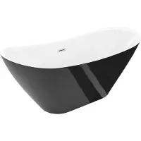 Mexen Lotos freistehende Badewanne 160 x 75 cm, weiß/schwarz, Überlauf gebürstetes Nickel - 52051607775-97