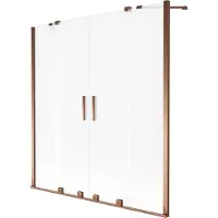 Mexen Velar Duo Badewannenaufsatz 2-flügelig verschiebbar 150 x 150 cm, matt, Roségold - 896-150-000-32-60