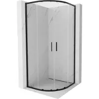 Mexen Exo Duschkabine halbrund schiebbar 90 x 90 cm, transparent, schwarz - 8132-090-090-70-00