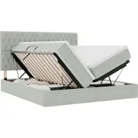 Syfax Aufbewahrungsbett mit Matratze Hellgrau 180 x 200 cm Samt