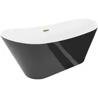Mexen Dora freistehende Badewanne 170 x 75 cm, weiß/schwarz, Überlauf gold - 52071707575-50