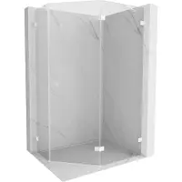 Mexen Lunar Fünfeck-Duschkabine, schwenkbar, rechts, 90 x 80 cm, transparent, weiß - 831-090P-080L-20-00-P