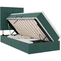 vidaXL LED-Speicherbett mit Matratze Dunkelgrün 100 x 200 cm Samt