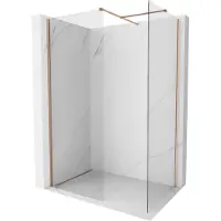 Mexen Kioto-X Duschwand Walk-in 140 x 120 cm, transparent 10 mm, gebürstetes Kupfer - 800-140-202-65-00-120-X