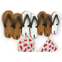 DanDiBo Hakenleiste Sandalen MR91 Garderobenleiste Holz Metall Weiß Handtuchhalter 60 cm Garderobenhaken Garderobe Wand Handtuchhaken Vintage
