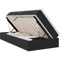 Syfax Aufbewahrungsbett mit Matratze Schwarz 90 x 190 cm Samt