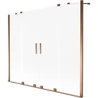 Mexen Velar Duo Badewannenabtrennung 2-flügelig, verschiebbar 170 x 150 cm, Milchglas, Roségold - 896-170-000-32-60