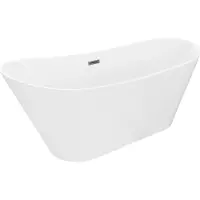 Mexen Dora freistehende Badewanne 160 x 75 cm, weiß, Überlauf Gun Metal - 52071607500-95