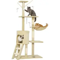 PawHut Kratzbaum 134 cm hoch Katzenbaum mit Höhle, 4 Spielzeuge Sisalstämme