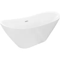 Mexen Lotos freistehende Badewanne 160 x 75 cm, weiß, Überlauf gebürstetes Nickel - 52051607700-97