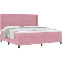 Syfax Boxspringbett mit Matratze mit Kopfteil Rosa 200 x 200 cm Samt