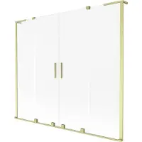 Mexen Velar L Duo Badewannenabtrennung, 2-flügelig, verschiebbar, 170 x 150 cm, Mattglas, gebürstetes Gold - 896-170-003-32-55