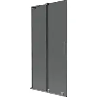 Mexen Velar L Badewannenfaltwand 2-flügelig verschiebbar 90 x 150 cm, Graphit, Gun Metal - 896-090-003-41-95