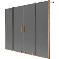 Mexen Velar Duo Badewannenabtrennung 2-flügelig verschiebbar 200 x 150 cm, Graphit, gebürstetes Kupfer - 896-200-000-42-65