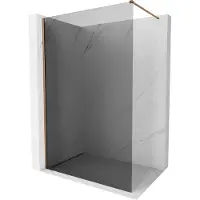 Mexen Kioto-X Duschwand Walk-in 140 x 200 cm, Graphit 10 mm, Roségold - 800-140-101-60-40-X