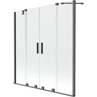 Mexen Velar Duo Badewannenabtrennung mit 2-fach Faltfunktion 150 x 150 cm, transparent, Gun Metal - 896-150-000-02-95