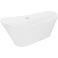 Mexen Dora freistehende Badewanne 160 x 75 cm, weiß, Überlauf gebürstetes Gold - 52071607500-55