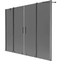 Mexen Velar Duo Badewannenabtrennung 2-flügelig, verschiebbar 200 x 150 cm, grafit, gun gray gebürstet - 896-200-000-42-66