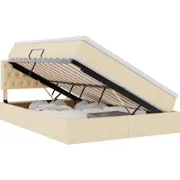 Syfax LED-Speicherbett mit Matratze Creme 140 x 200 cm Stoff