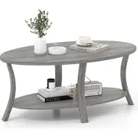 Costway Couchtisch, Wohnzimmertisch mit Ablage, 2-Beistelltisch, Sofatisch, Kaffeetisch für Wohnzimmer, Büro, Empfangsbereich, 111x60,5x47cm, Grau