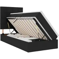 Syfax Aufbewahrungsbett mit Matratze Schwarz 90 x 200 cm Stoff