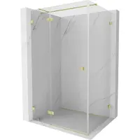 Mexen Lunar T Duschkabine Pendeltür links 135 x 110 cm, transparent, gebürstetes Gold - 834T-135-110-55-00-L