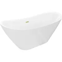 Mexen Lotos freistehende Badewanne 160 x 75 cm, weiß, Überlauf gebürstetes Gold - 52051607700-55