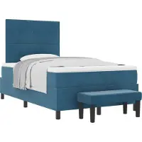 Syfax Boxspringbett mit Kopfteil Dunkelblau 190 x 120 cm Samt