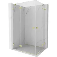 Mexen Lunar Duo Pendeltür-Duschkabine 120 x 105 cm, transparent, gebürstetes Gold - 834-120L-105P-55-00
