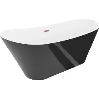 Mexen Dora freistehende Badewanne 160 x 75 cm, weiß/schwarz, Überlauf Roségold - 52071607575-60