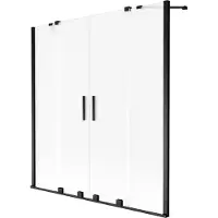 Mexen Velar Duo Badewannenfaltwand 2-flügelig verschiebbar 150 x 150 cm, matt, schwarz - 896-150-000-32-70